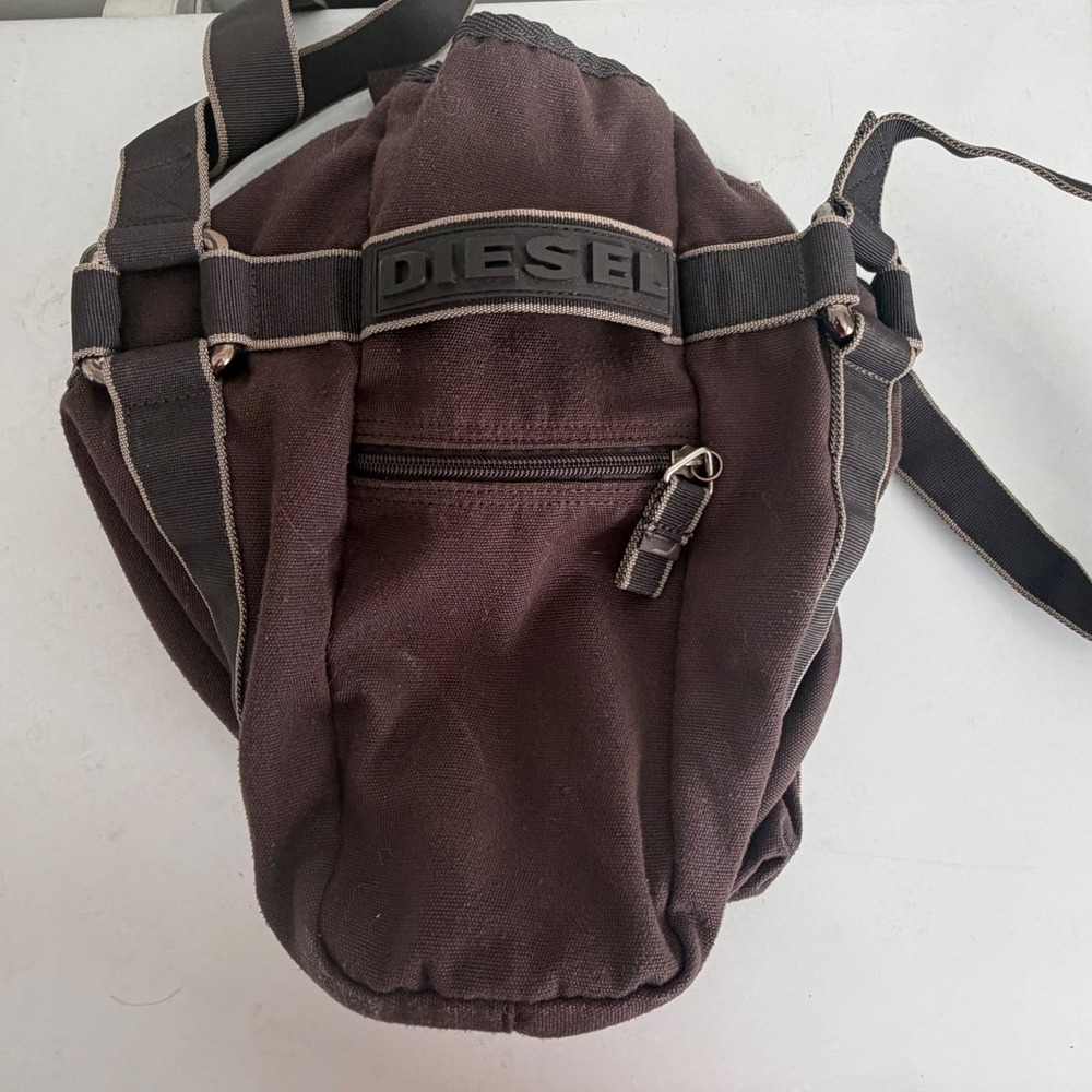 Diesel Brown Polyester Utility Tote Bag Zip Shoulder Bag Gorpcore RN93243 - Picture 8 of 10